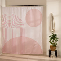 Large powder pink disc above a half moon of concentric pink arcs