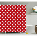 Large even white dots repeating on a saturated bright red ground