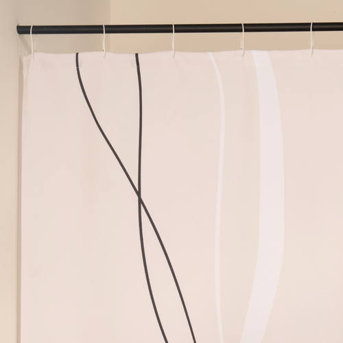 Close detail of the drawn line curving across the ecru weave