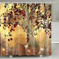 Deep burgundy foliage falling across a golden ochre ground with dried grasses