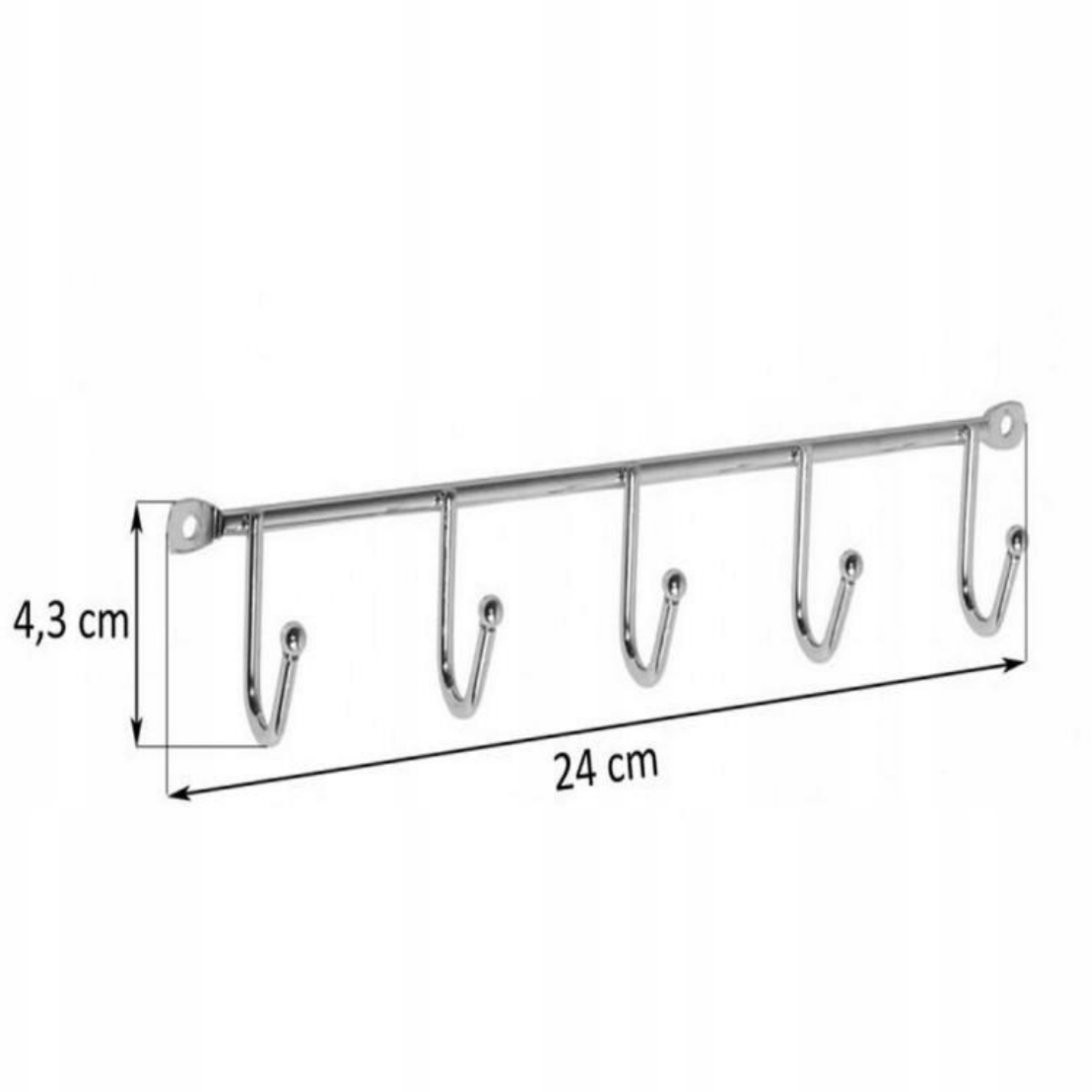 Six hook rail holding towels and a bathrobe against the wall
