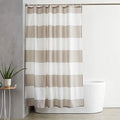 Wide alternating taupe and white horizontal bands across the panel