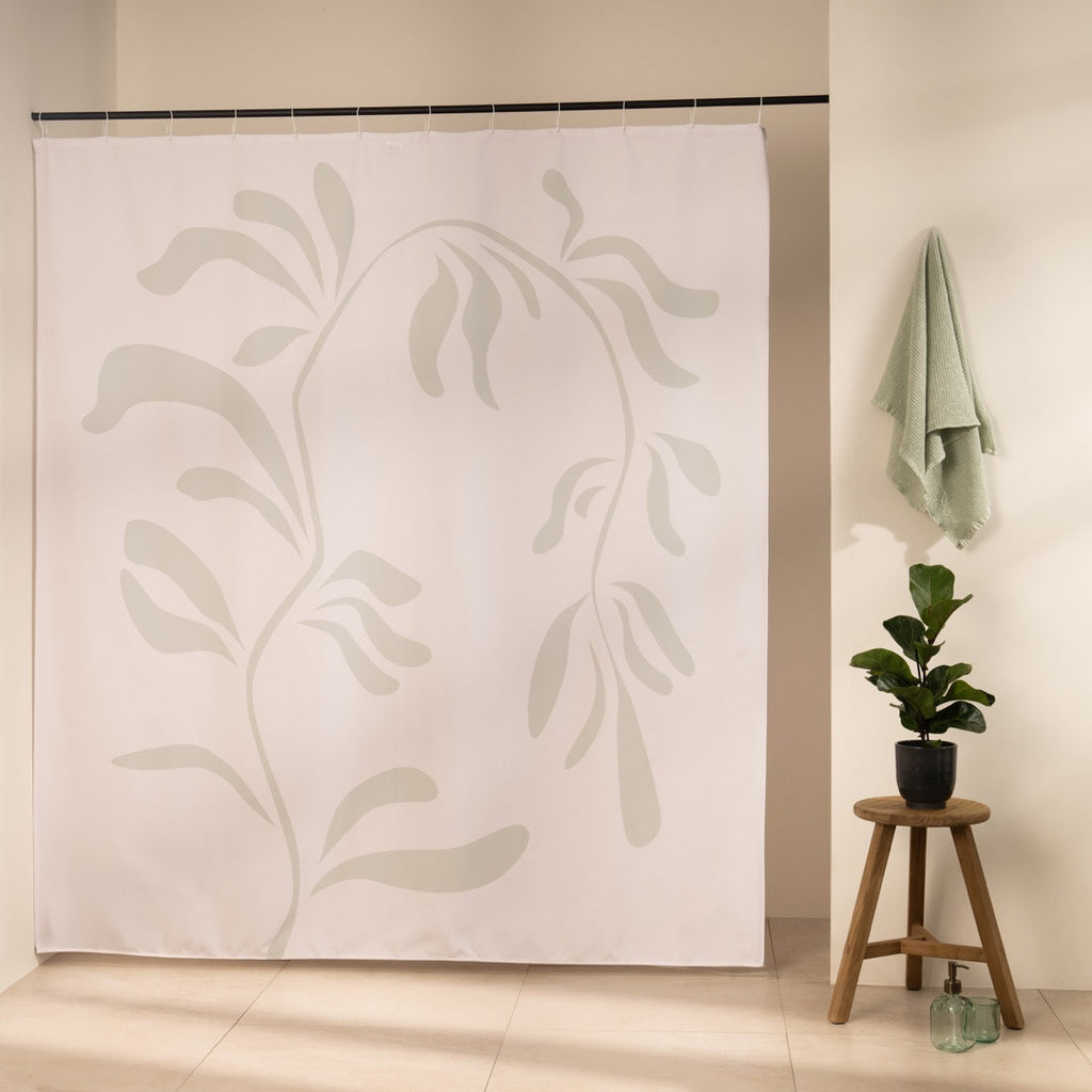 Even cream beige panel with a leafy branch drawn a shade darker