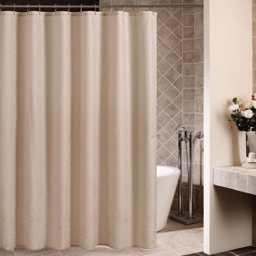 Plain cream beige panel with a tonal floral jacquard just visible in light
