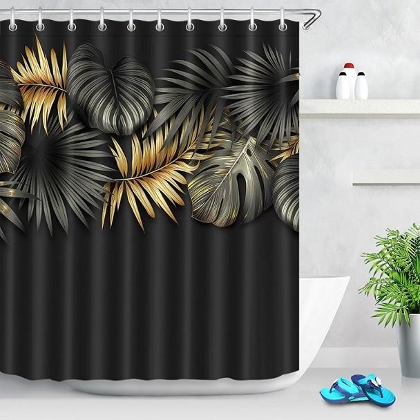 Frieze of gold and charcoal palm fronds above a deep plain black ground