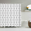 Fine black lines drawing diamonds and cubes across a white ground