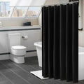 Plain matte black fabric curtain falling in deep even textile folds