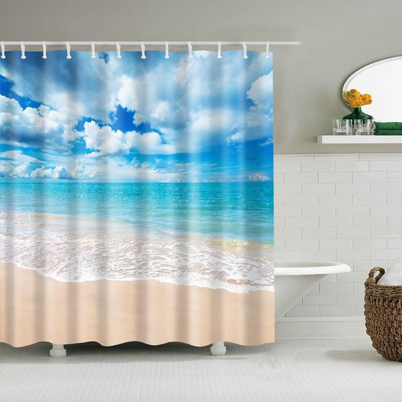 Sky blue and turquoise sea above a wide band of pale beige sand