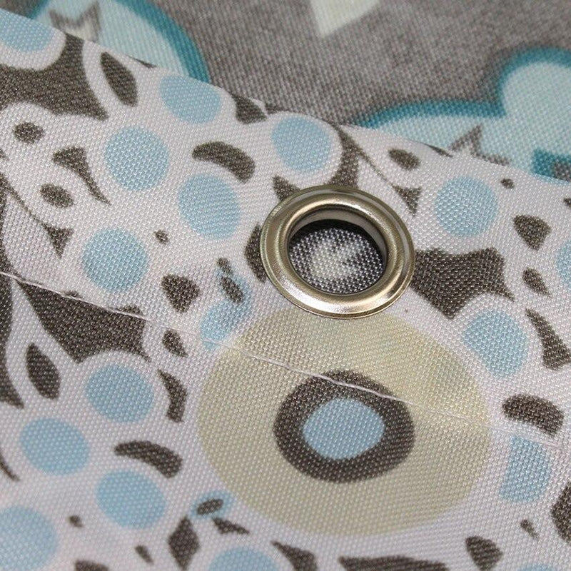 Full drop of the medallion print panel hanging in folds