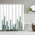 Row of sage watercolor cacti lined along the lower edge of a white panel