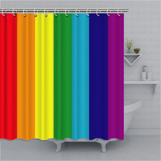 Six wide vertical bands in red orange yellow green blue and violet