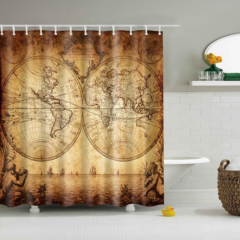 Antique sepia world map with dark brown inks on beige parchment ground