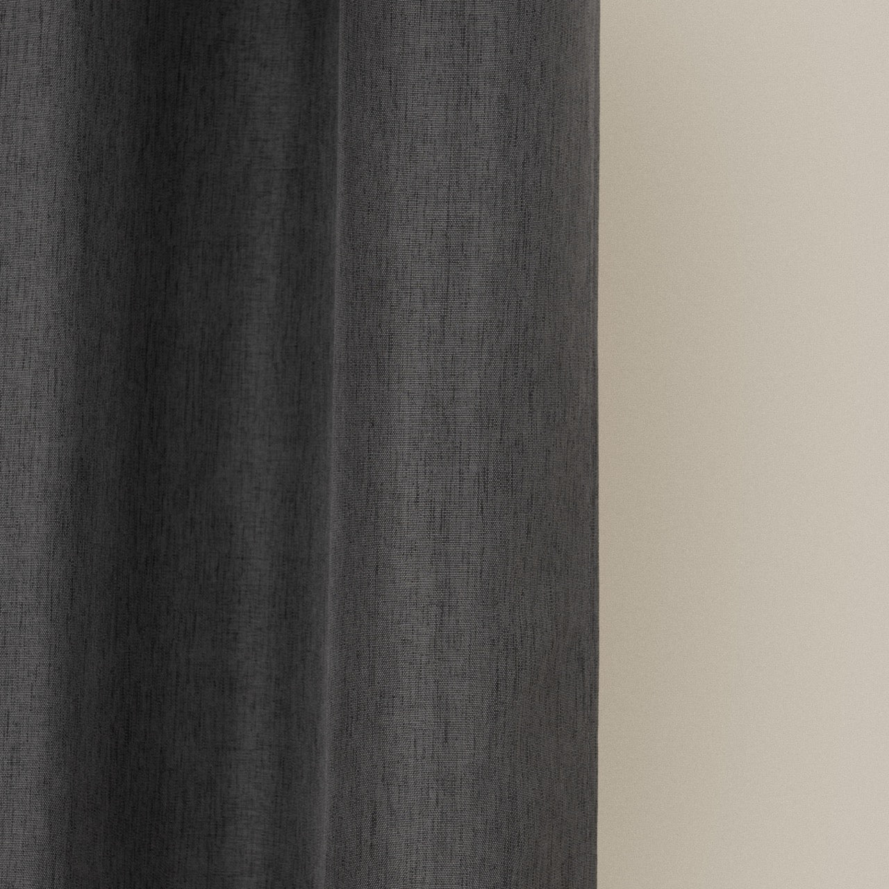 Weighted lower hem keeping the charcoal panel hanging evenly straight