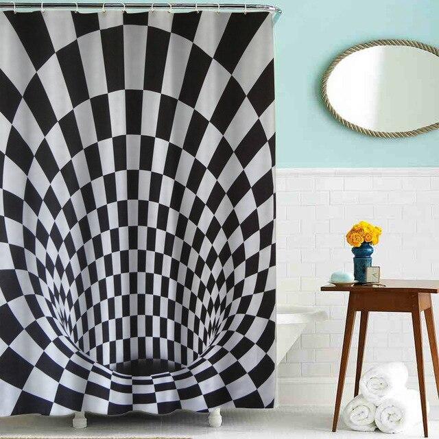Black and white squares warping into a central funnel for a 3D illusion