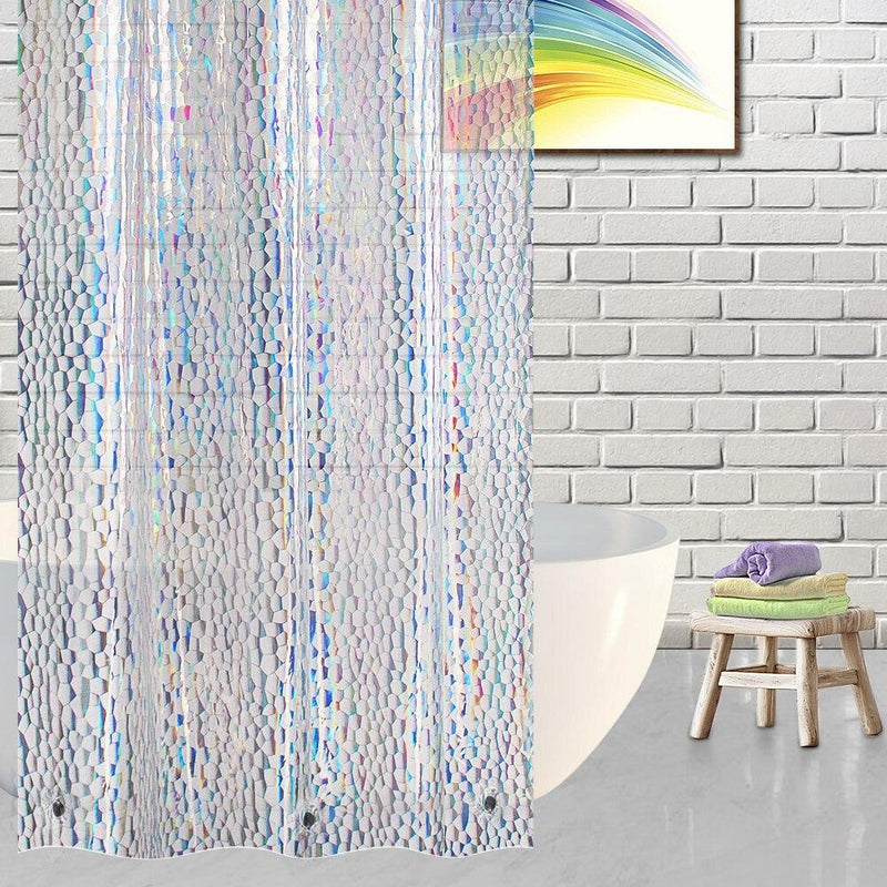 Fully transparent panel with raised iridescent cube relief across the surface