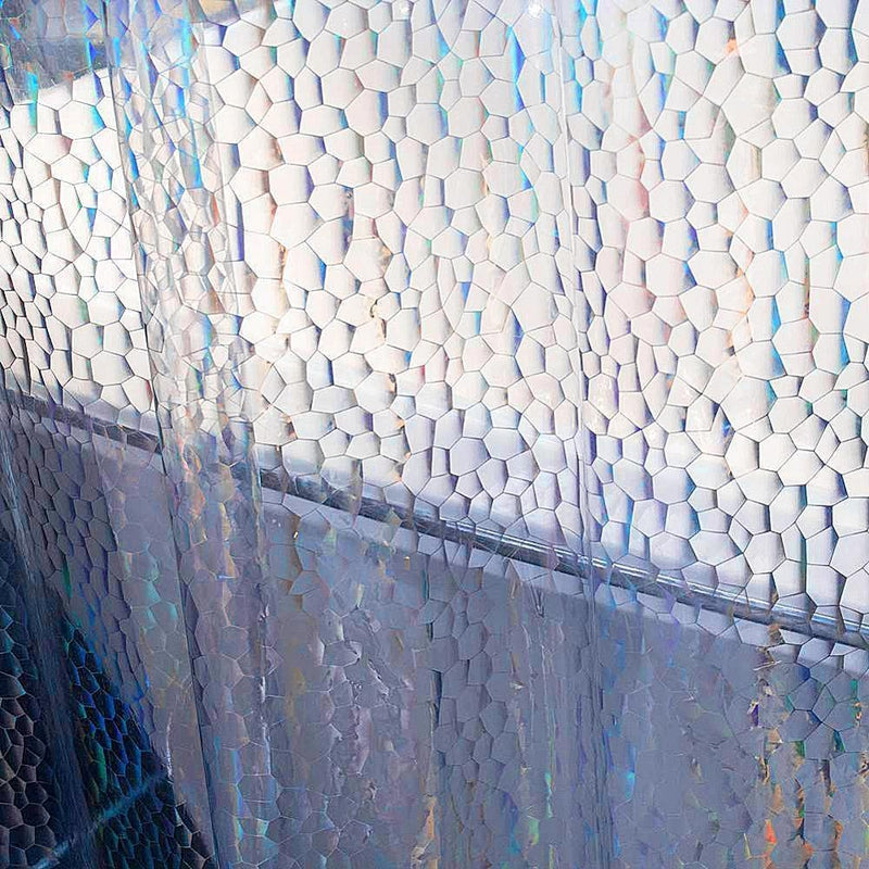 Full drop of the clear plastic curtain hanging