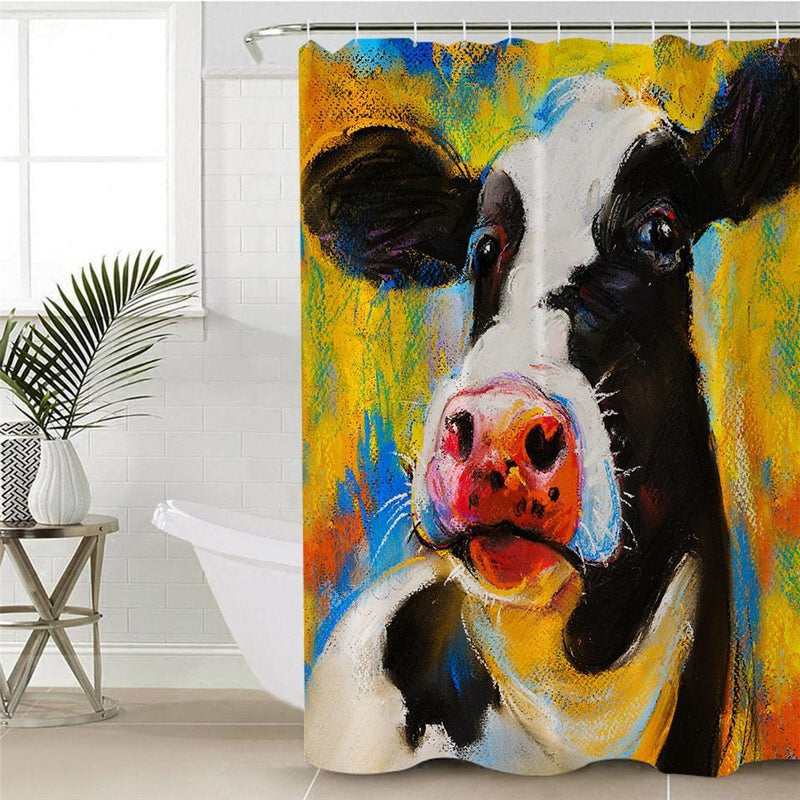 Black and white cow portrait painted with a palette knife in close up