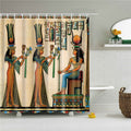 Polychrome Egyptian fresco and hieroglyph frieze printed on a cream papyrus background