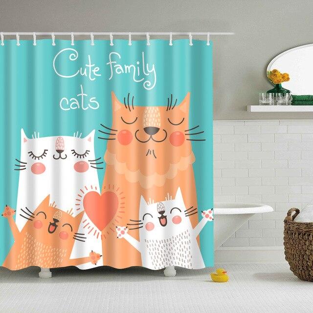 Drawn family of orange and white cats with a red heart on turquoise