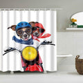 Two Jack Russell dogs riding a red motorbike in helmets goggles and scarves