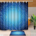 Midnight blue circuit board pattern with a pale blue glow at the centre