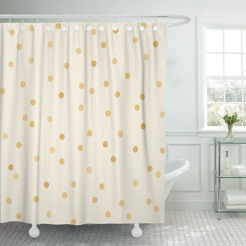 Gold dots of irregular size scattered over a plain cream ground