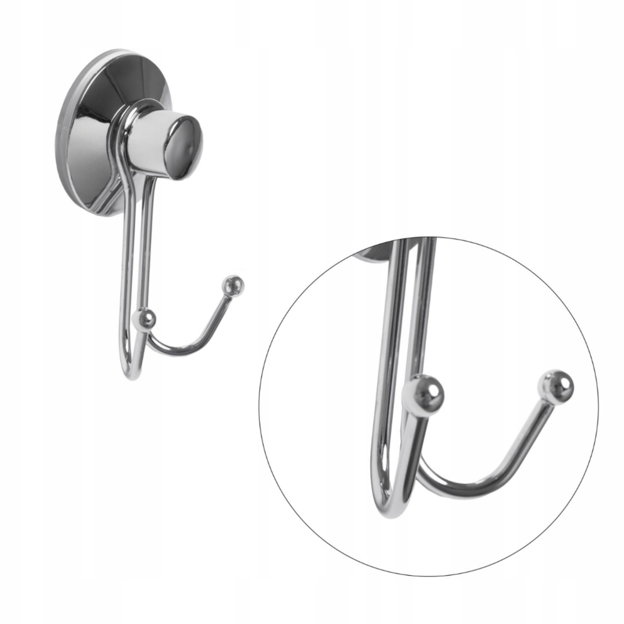Close view of the two silver hook arms sharing a single base