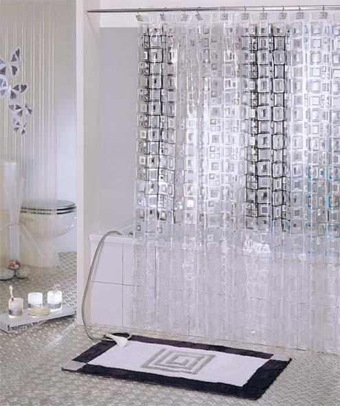 Transparent panel with printed bands of silver grey squares across it