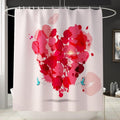 Splashed red and pink heart with kiss marks and small turquoise butterflies