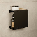 Black stainless floating shelf with a concealed mount hiding all fixings