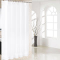 Plain white panel edged with a gathered lace band forming a soft frill
