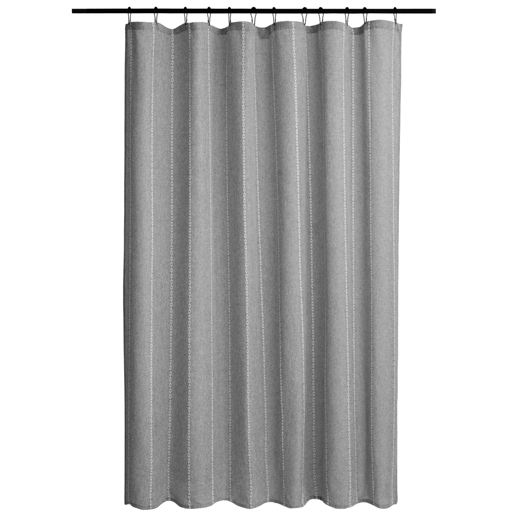 Upper hem of the grey panel showing its reinforced hanging eyelets
