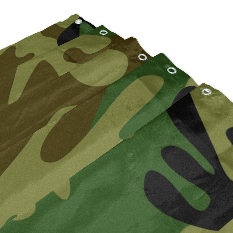 Full drop of the camouflage printed panel hanging in folds