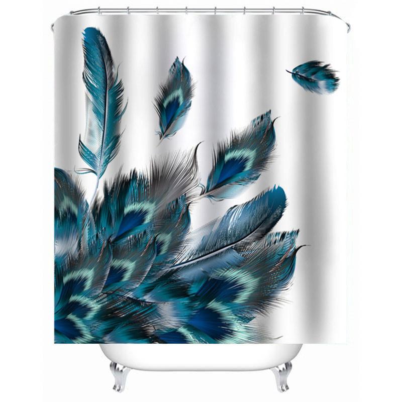 Close view of the painted feather detail on white fabric