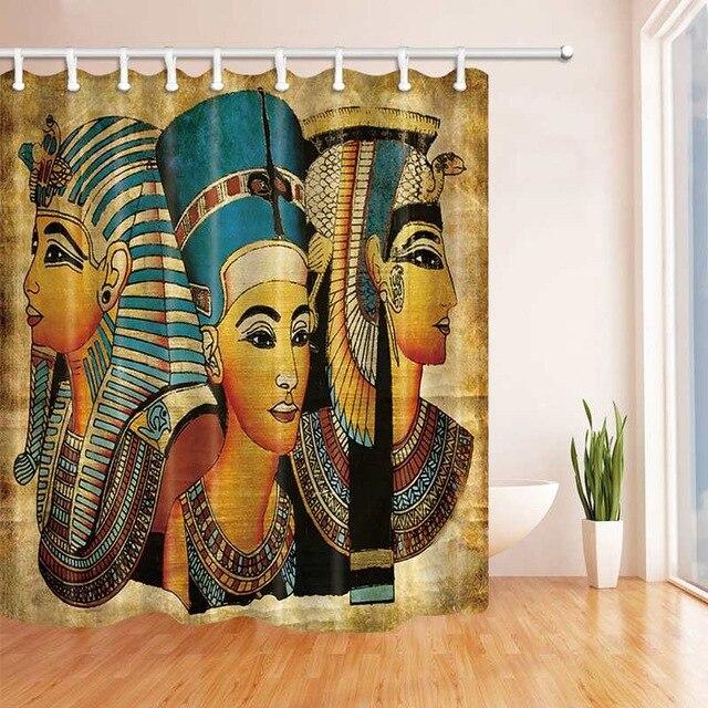 Blue and gold pharaoh mask with Nefertiti painted on cracked ochre papyrus