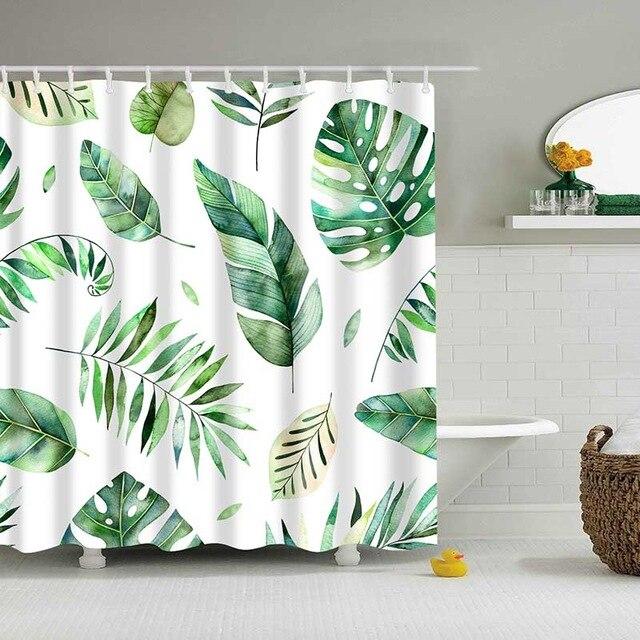 Scattered watercolor monstera, banana and palm leaves isolated on white
