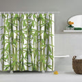 Bamboo stems and green leaves spread across a crisp white background
