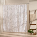 Fine beige and grey line foliage spread evenly over off-white cloth