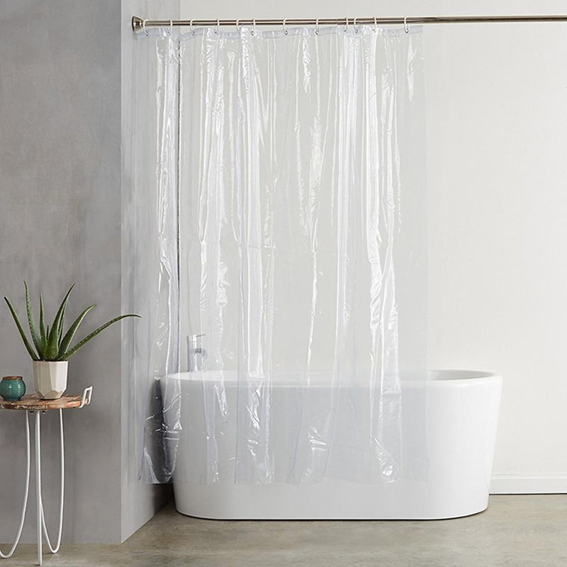 Colorless supple film panel showing the bath and wall clearly behind