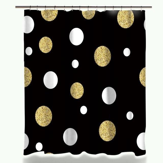 Large glitter gold dots alternating with white dots on a matte black ground