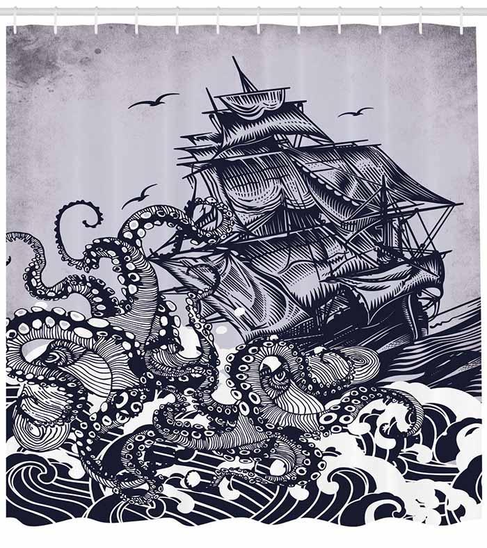 Close view of the engraved tentacles and heavy swell on fabric