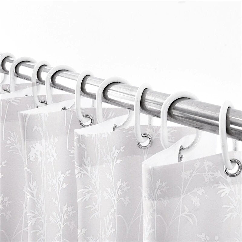 Upper hem of the white panel with reinforced eyelets for shower hooks