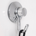 Slim brushed silver wall hook with a rounded minimalist profile