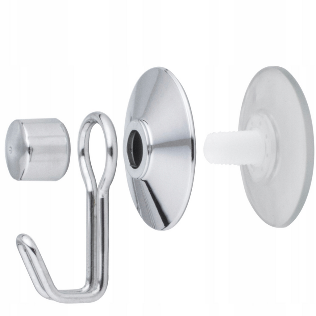 Adhesive pad shown on the reverse of the minimalist silver hook