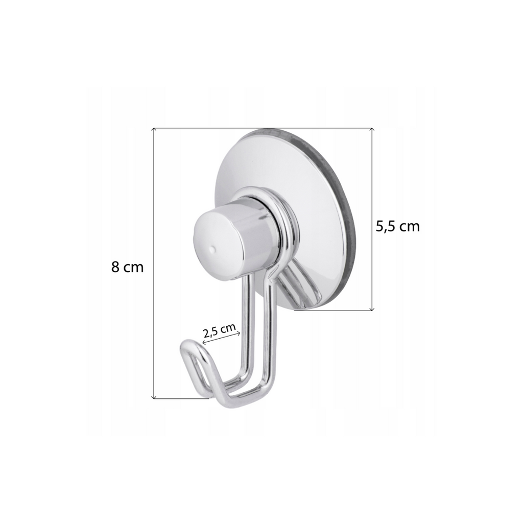 Side profile of the silver hook showing its shallow wall projection