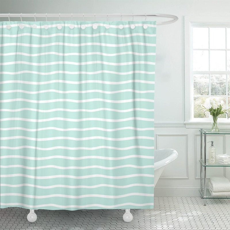 Pale mint green panel covered in fine hand-drawn wavy white horizontal stripes