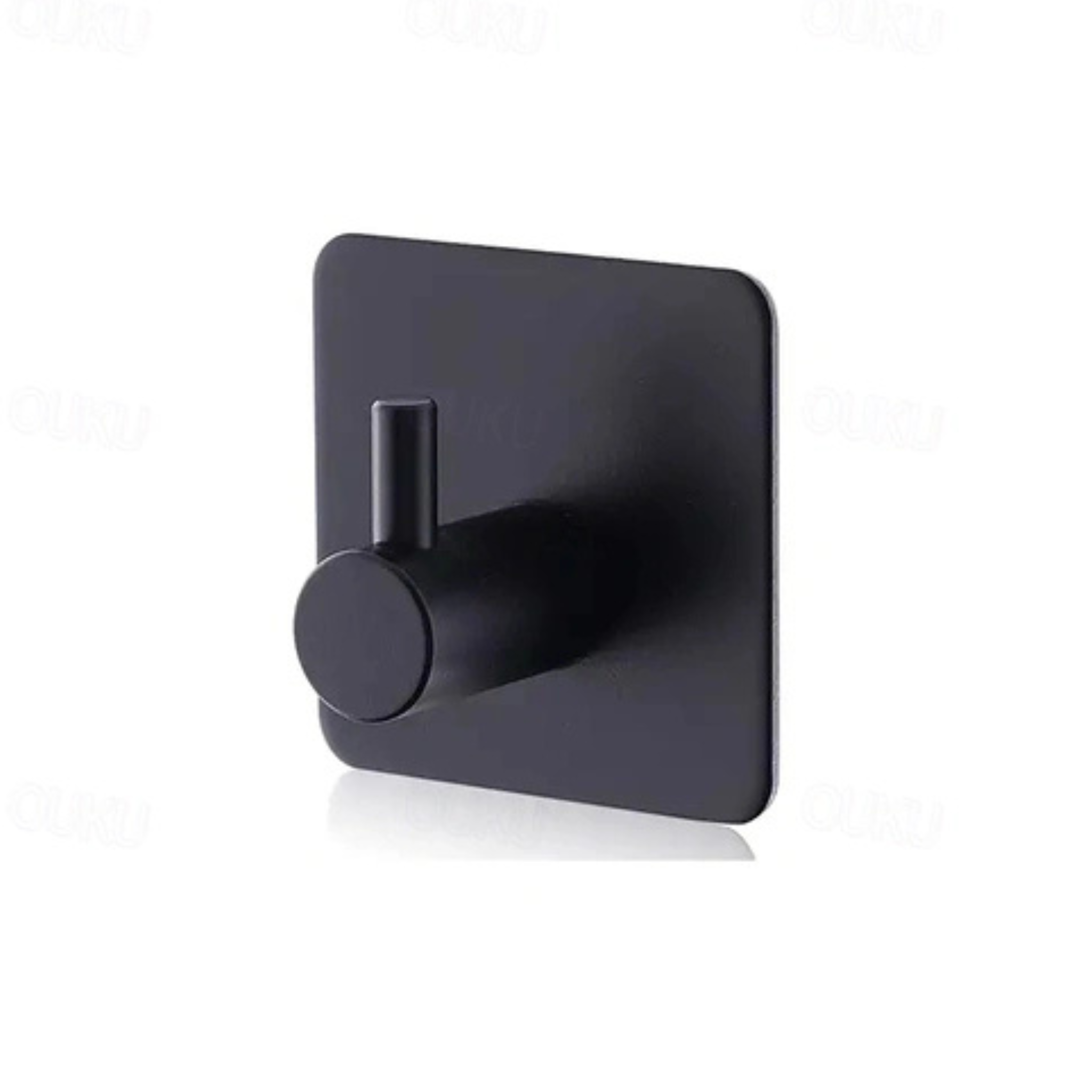 Close view of the angular black hook arm and its flat base
