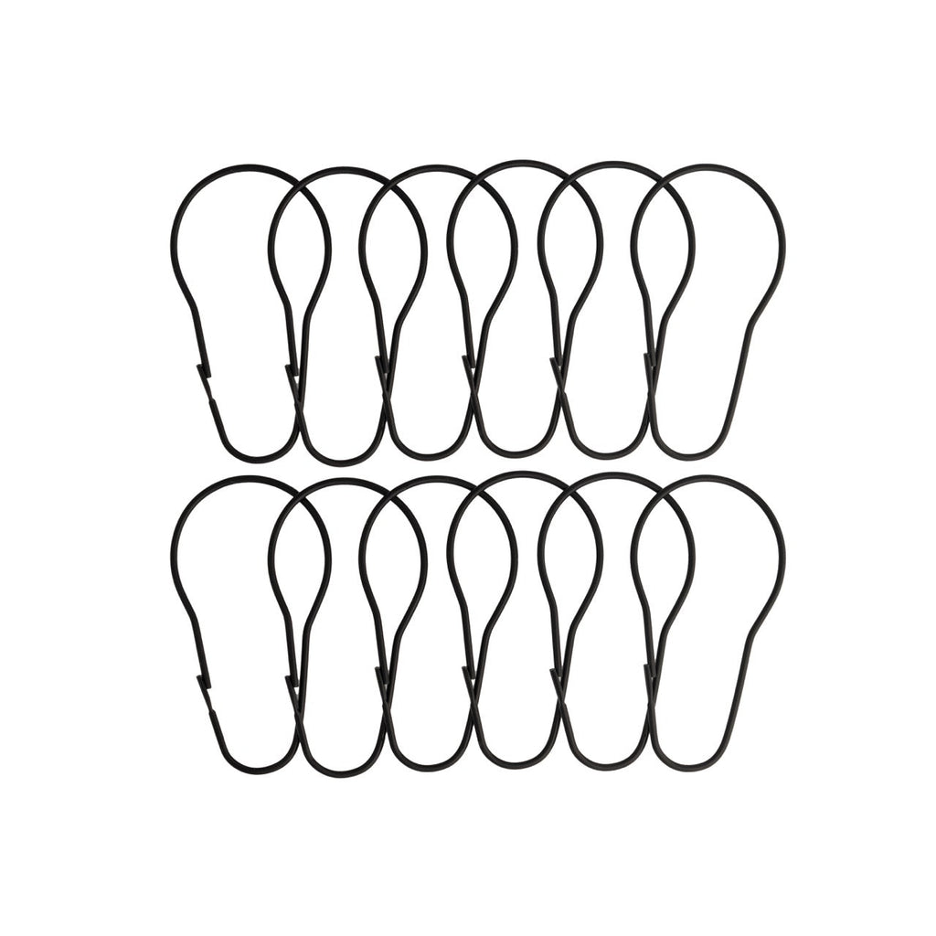 Twelve matte black lacquered pear shaped rings in two rows of six