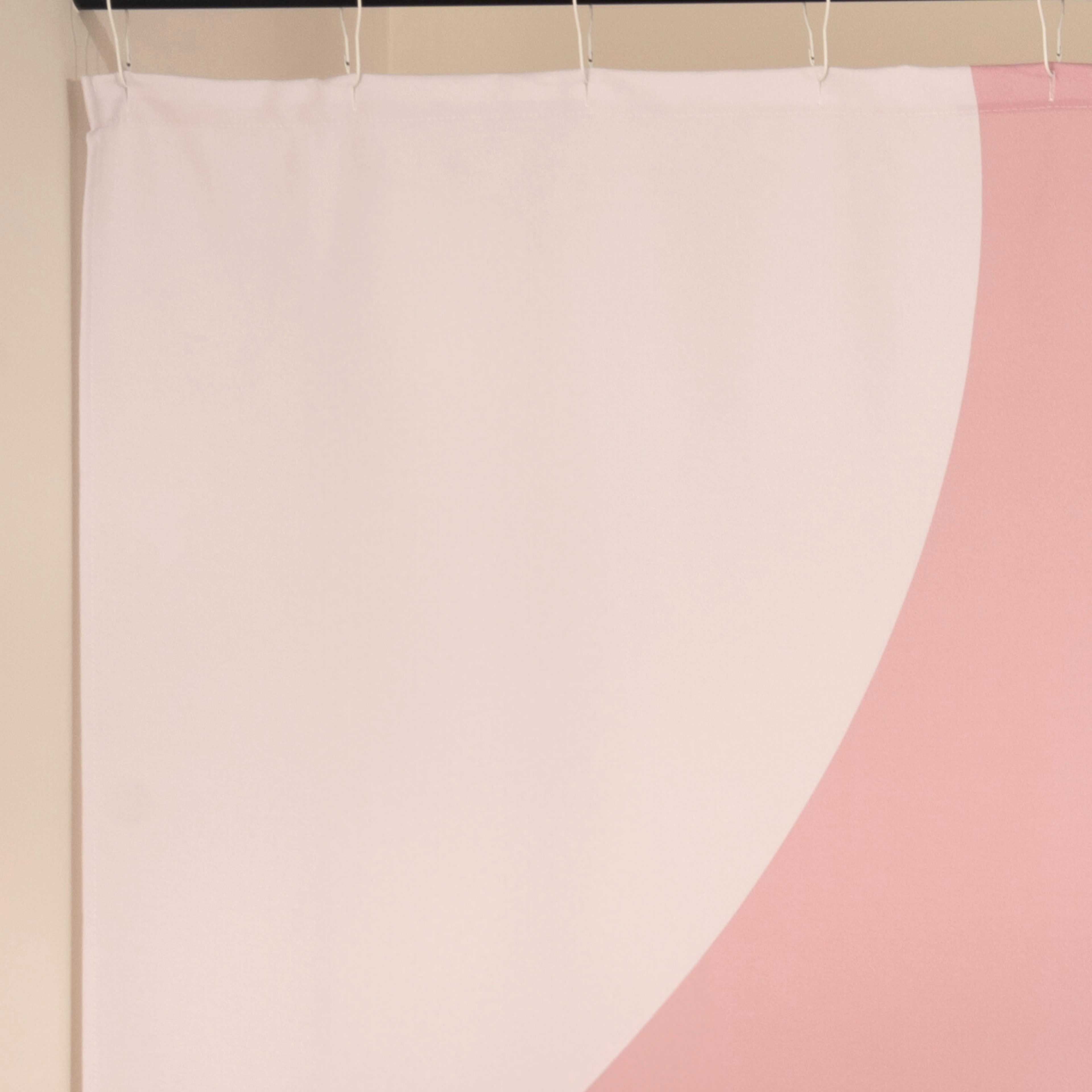 Close detail of the white teardrop leaves against the plain pink