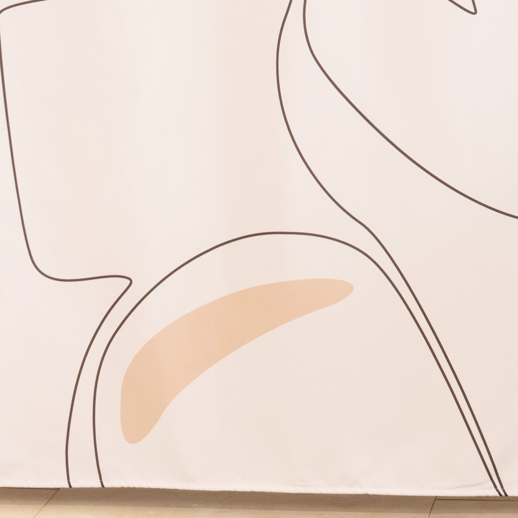 Close detail of the painted rose petals above the drawn line face